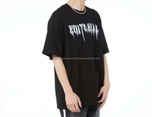 <b>Men's</b> Black Regular Fit T-<b>Shirt</b> O-Neck Short Sleeve Front Printed <b>Skulls</b> Pattern Anti-Shrink HIGH STREET Style 100% Cotton - Product Image 1