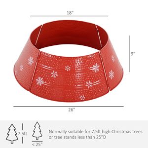 Collare per Albero di Natale Fatto a Mano in Acciaio Rosso da 26 Pollici con Fiocco di Neve Inciso, Anello Decorativo Fai-da-Te per Albero di Natale, Decorazione per la Casa - Product Image 3