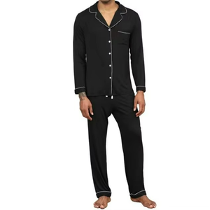 Ensemble de pyjama en modal pour homme avec logo personnalisé, respirant et confortable, vêtements de nuit longs pour homme - Product Image 1