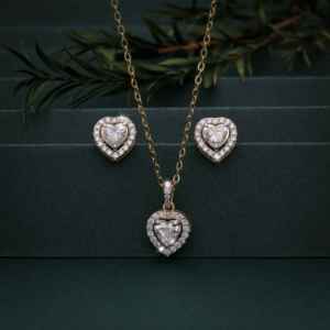 ชุดเครื่องประดับเพชรรูปหัวใจทองคำ 18K เพชรเพาะเลี้ยง 3.795 กะรัต สร้อยคอและต่างหู ชุดเพชรคุณภาพสูงสำหรับผู้หญิง - Product Image 3