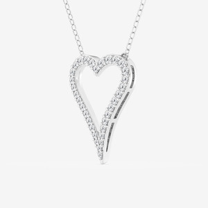 Collar con Colgante de Corazón Abierto en Oro Blanco con Diamante Cultivado en Laboratorio - Product Image 4