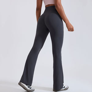 Women's High Waisted <b>Flared</b> Yoga <b>Leggings</b> Solid Color Stretch Full Length Fitness Workout Pants - Product Image 6