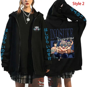 Sweat-shirts à capuche zippés imprimés anime tendance pour femmes et hommes, sweat-shirts à manches longues à capuche avec fermeture éclair, style mode et personnalité - Product Image 3