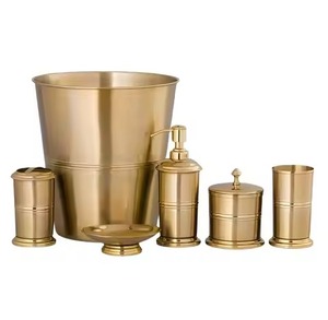 Gold Collection Metal <b>Bathroom</b> <b>Set</b> Decorative Vanity <b>Accessories</b> for Farmhouse Home Hotel Resort Guest <b>Bathroom</b> - Product Image 2