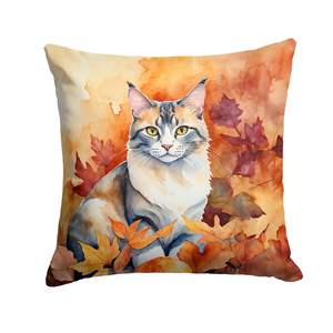 Afrodita gato gigante hojas de otoño almohada decorativa 18H x 18W lavable a máquina para uso interior y exterior para sofá y cama decoración de Patio - Product Image 1