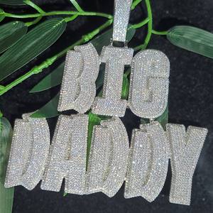 Pendentif de luxe personnalisé en forme de diamant, serti de moissanite blanche, style Hip Hop, avec nom Big Daddy, breloque Bling - Product Image 5