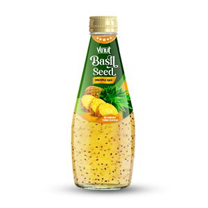 Boisson VINUT à l'ananas et aux graines de basilic, modèle Vietnam BS041, 290 ml, échantillon gratuit, OEM, ODM, grossiste, marque privée, HALAL, KOSHER - Product Image 3