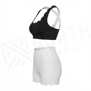 Ensemble de yoga 2 pièces North Approach, fermeture éclair intégrale sur le devant, noir uni, tissu respirant, vêtements de sport pour femmes - Product Image 3