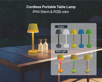 Lampe de table moderne à LED RGB rechargeable, fonctionnant sur batterie, en plastique, avec commande tactile, à intensité variable, pour salon