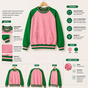 Sudadera Cosh International Sisterhood Sorority con Bloques de Color Rosa y Verde, Cuello Redondo, Manga Larga, Informal, para Mujer - Product Image 6