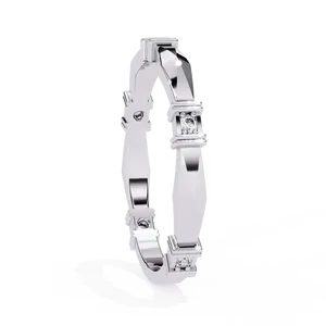 Bague géométrique unisexe en or massif 10K 14K 18K avec cinq diamants facettés cultivés en laboratoire, certifiée IGI, bijoux fins modernes - Product Image 6