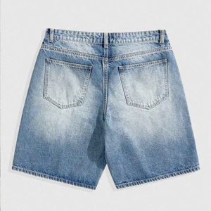 Pantalones Cortos de Mezclilla Personalizados para Hombre, Cintura Media, con Decoración de Diamantes de Imitación, Estilo Casual Urbano, 100% Algodón, Cierre de Botones, Logotipo Frontal - Product Image 6