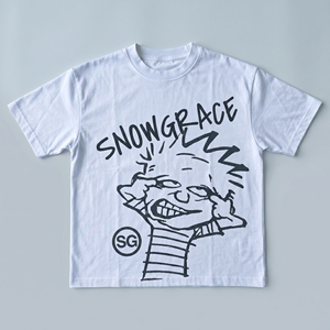 T-shirt blanc à manches courtes pour homme Snowgrace, imprimé dessin animé, col rond, jersey décontracté, coupe régulière, respirant, 100% coton - Product Image 1