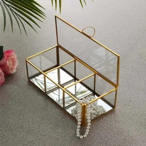 Antique Metal & Glass Jewelry <b>Box</b> Decorative <b>Trinket</b> Case for Jewelry Collection Rings Earrings Necklace Bracelet Gift - Product Image 3