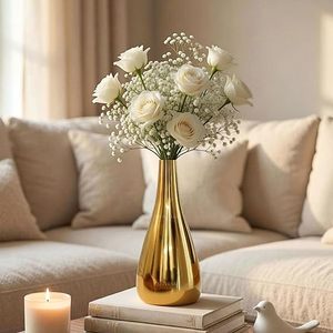 Modern Brass Tabletop <b>Vase</b> <b>Gold</b> Finish High Quality Decorative Home Accent - Product Image 5