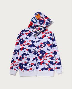 Sudadera Unisex con Capucha y Cremallera, Color Sólido Rojo, Azul, Blanco, Corte Holgado Informal, Forro Polar Antipelusas, Manga Raglán, Invierno, 100% Algodón - Product Image 5