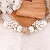 Collier en jute plaqué or fait main avec perles, bijoux tendance bohème écologiques pour femmes, cadeau