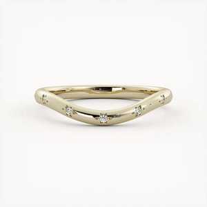 Bagues empilables en diamant en or massif 14K 18K, taille ronde, diamants de laboratoire, serti en clos, design étoile, contour incurvé massif, alliances de mariage, vente en gros - Product Image 6
