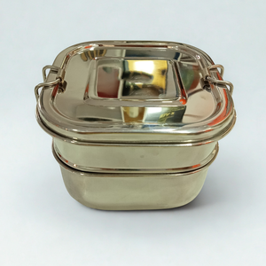 Lonchera de Viaje de Acero Inoxidable de Primera Calidad, Forma Cuadrada, Triple Compartimento, Hermética, Ligera, Fácil de Transportar, Apta para Alimentos - Product Image 1