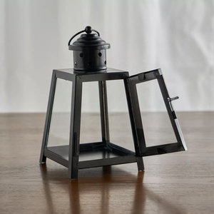 Wholesale Mini Black Metal <b>Candle</b> Holder <b>Lantern</b> for Home Tabletop and Hanging Decorations - Product Image 2