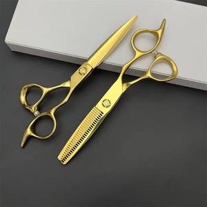 Ciseaux à cheveux professionnels Morje Surgical, finition dorée, acier inoxydable, pour droitiers, manche moyen, légers, 28 dents - Product Image 4