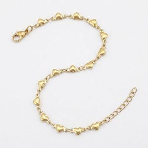 Cheville en acier inoxydable plaqué or 18 carats PVD, étanche et inaltérable, motif cœur minimaliste, idéale pour les soirées à la piscine - Product Image 3