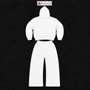 White Tracksuit Set Mens Premium <b>Full</b> <b>Zip</b> <b>Hoodie</b> And Jogger Pants Two Piece Outfit Casual Streetwear Athletic Sportswear - Product Image 6