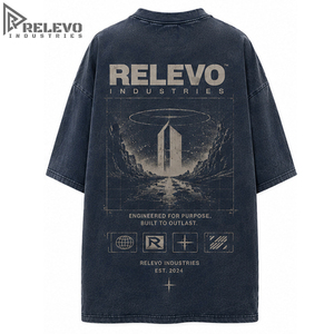 เสื้อยืดคอตตอนทรงหลวมโอเวอร์ไซส์ พิมพ์ลายตัวอักษรด้านหน้า น้ำหนัก 220 กรัม รุ่นพรีเมียมสำหรับผู้ชาย แขนเสื้อแบบดรอปโชว์เดอร์ - Product Image 2