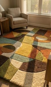 Luxury Modern <b>Abstract</b> Geometric Hand Tufted Wool Anti-Slip Area Rug Soft Plush Living Room Bedroom Floor Decor - Product Image 3