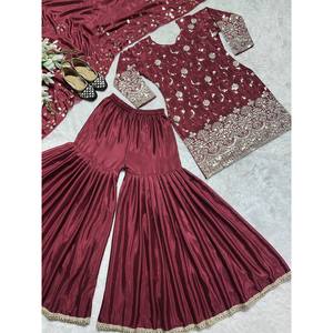 เซ็ตชุดปาร์ตี้ออกแบบโดยดีไซเนอร์สำหรับผู้หญิง sharara plazzo dupatta - Product Image 5