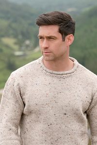 Pull en laine acrylique à col rond pour homme, manches longues, couleur unie, anti-boulochage, cardigan, vêtements d'hiver, tenues décontractées - Product Image 3