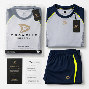 Conjunto Deportivo de Futsal Personalizado para Hombre de Alta Calidad OEM, Camiseta y Pantalones Cortos Gris Hielo y Amarillo - Product Image 4