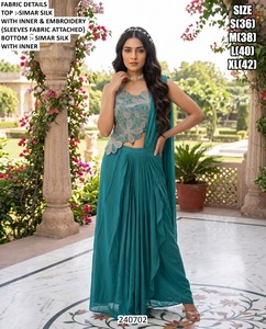 Traje Salwar de Seda Gris Bordado con Cuentas, Largo hasta el Suelo, Conjunto Tradicional de Fiesta para Mujer, Dupatta Bhandhani de Secado Rápido - Product Image 6