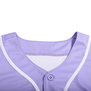 เสื้อเบสบอลแขนสั้นระบายอากาศดี สีม่วงลาเวนเดอร์ ดีไซน์เฉพาะตัว พร้อมกระดุมด้านหน้า สำหรับทีมกีฬา - Product Image 3