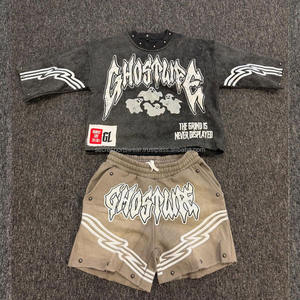 <b>Men</b>’s Y2K Purple Graphic <b>T</b>-<b>Shirt</b> and Shorts 2 Piece Set Oversized Vintage Streetwear Outfit Hip Hop Casual Summer matching set - Product Image 2