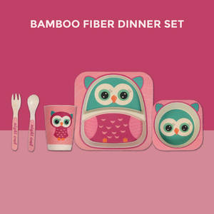 Juego de cena para niños de fibra de bambú ecológico (búho) - Product Image 1