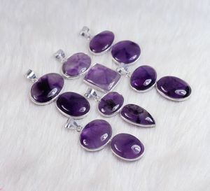 Pendentif en argent sterling 925 avec pierres précieuses naturelles d'améthyste, multi-pierres, en forme de goutte et ovale, fait main, personnalisé, tendance, vente en gros - Product Image 3