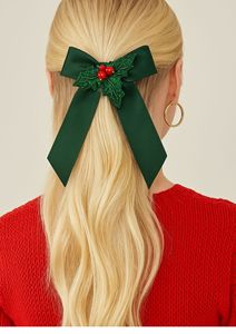 Comfortable <b>Red</b> Christmas Tree Cheer Bow Rhinestone Hair Bow Large Holiday <b>Ribbon</b> Hair Clip Festive Hair Accessory Holiday Gift - Product Image 2