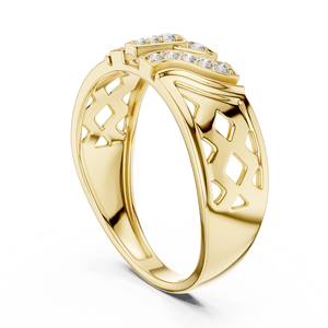 Lab Grown Diamond Engagement <b>Ring</b> Yellow Gold Pavé Accent Bridal Wedding Band <b>Resizable</b> Women Jewelry - Product Image 2