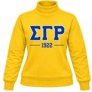 เสื้อสเวตเชิ้ตคอกลมสำหรับผู้หญิง Sigma Gamma Rho สีเหลือง ลายกราฟิกสมาคมนักศึกษากรีก แขนยาว สไตล์ลำลอง สตรีทแวร์สำหรับนักศึกษา - Product Image 1