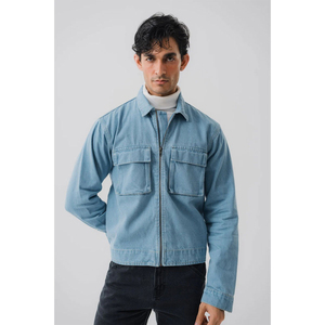 Wholesale URBANGAZER 2025 <b>Custom</b> Men's High Street <b>Denim</b> <b>Jacket</b> Windproof Fashionable Winter <b>Jacket</b> Warm Zipper OEM Service - Product Image 1