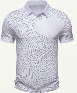 Camiseta de Hombre Personalizada al por Mayor, Estilo Urbano, Diseño Minimalista, Transpirable, Sublimada, Tejida, Ajustada, Abstracta - Product Image 3