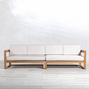 Ensemble de canapés de jardin en teck minimaliste moderne, imperméable, pour espaces de vie extérieurs contemporains, pour villa et hôtel - Product Image 5