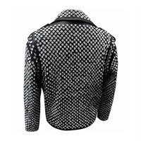 Veste en cuir véritable ornée de strass et de cristaux, design bling-bling, idéale pour les soirées et la scène, motif personnalisé, OEM