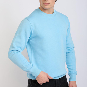 เสื้อสเวตเชิ้ตคอกลมสีฟ้าอ่อนสำหรับผู้ชาย ขายส่ง ผ้าฝ้ายถัก 100% ทรงปกติ สีพื้น สไตล์ลำลอง ใส่สบาย เหมาะกับฤดูใบไม้ร่วง - Product Image 5