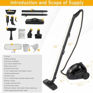 VSC28A Portable Steam Cleaner with 13 Accessories 1.2L Tank for Multi-purpose Use on Floors Carpets Windows Cars and More! - Product Image 2