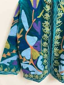 Stunning Intricate Floral & Botanical Motifs Hand Embroidered <b>Velvet</b> Suzani Jacket Boho Vintage Inspired Look <b>Coat</b> Winter Blazer - Product Image 5