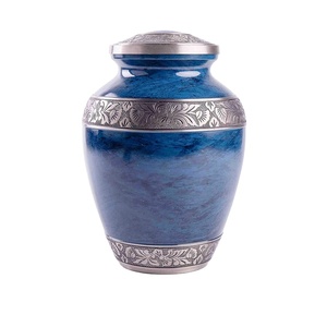 Urnes finies émaillées de couleur bleue les plus vendues pour cendres humaines Urne de crémation à haute vente pour cendres masculines et féminines adultes - Product Image 1