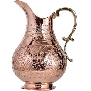 Pichet à Boissons Artisanal en Cuivre avec Poignée en Laiton – Carafe Robuste pour Eau, Jus, Lait – Idéal Hôtels, Restaurants, Traiteurs – Fournitures de Table - Product Image 3