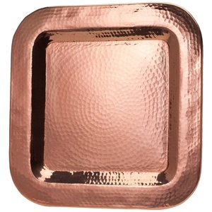 Juego de bandejas de cobre martillado de lujo, cuadradas, color oro rosa, bandejas decorativas de metal texturizado para bar, hotel y hogar - Product Image 1